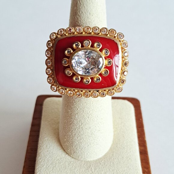 New Women's Red Resin Cubic Zirconia Ring Size 7 - Picture 3 of 13
